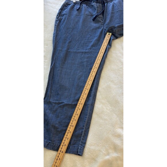 Talbots Pants Extra Large Chambray Easy Drawstring Ankle Lyocell Linen Coastal - Picture 4 of 9